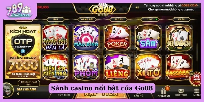 Go88 - Cổng game đổi thưởng chất lượng hot nhất 2024 3 Sảnh casino nổi bật của Go88